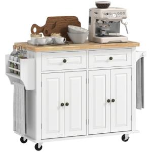 HOMCOM Isla de Cocina con Ruedas Carro de Cocina con 2 Cajo…