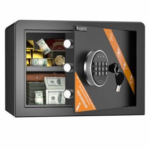WASJOYE Caja Fuerte, Caja de Seguridad para Dinero con Tecl…