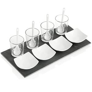 COM-FOUR® Juego de servir de 13 piezas - Plato de pizarra c…