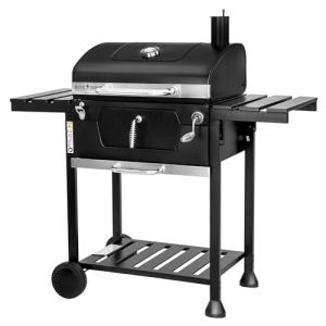 MasterCook Barbacoa de carbón de acero con ruedas resistent…