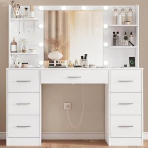 TEENFON Tocador de Maquillaje Grande con Luces LED Regulabl…