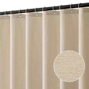 MIULEE Cortina de Ducha de Lino Texturizado 180x200 cm Beig…