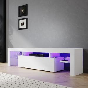 Sirhona - Mueble de TV LED blanco, banco de TV, 180 x 35 x…