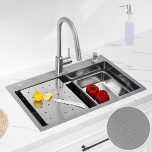 CECIPA Fregadero Cocina 1 Seno 70x45 CM, Fregadero de Acero…