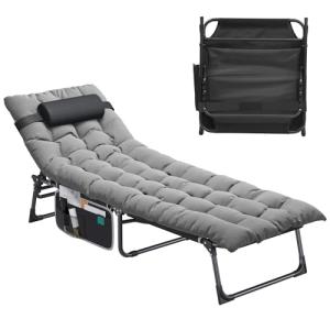 YITAHOME Tumbona Plegable Playa con Cojín 190x68x31cm Tumbo…