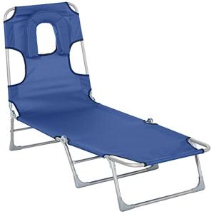 Outsunny Tumbona Reclinable y Plegable de Jardín con Orific…