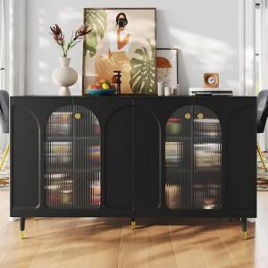GYNGTLC Aparador minimalista moderno con puertas de cristal…