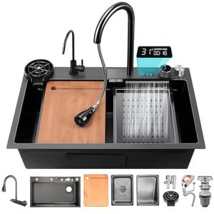 KOOGIMDDR Fregadero de cocina multifuncional de acero inoxi…