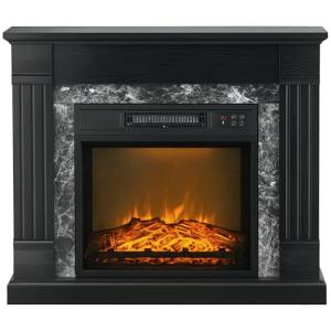 HOMCOM Chimenea Eléctrica 1800W Chimenea Decorativa con Efe…
