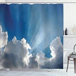 ABAKUHAUS Azul Cielo Blanco Cortina de Baño, El Cielo se nu…
