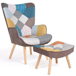 IDMarket - Sillón escandinavo Ivar con reposapiés, tejido d…