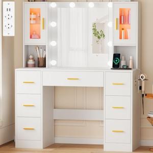 BEWISHOME Grande Tocador de Maquillaje con Luces LED Regula…