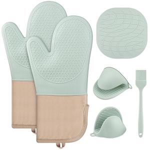 Hisdricus Set de 6 Guantes para Horno, Manoplas de Silicona…