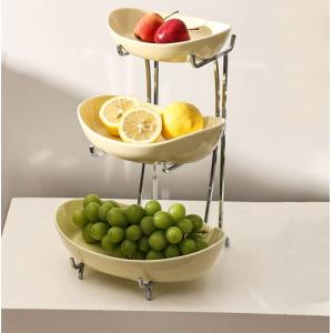 JUNYFFF Frutero 3 Pisos,Vintage Cesta De Frutas,Beige Cerám…