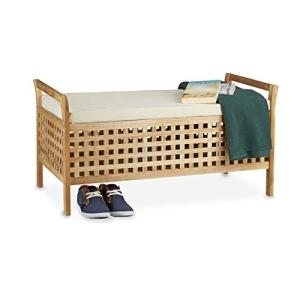 Relaxdays 10020149 Banco con almacenaje de Madera de Nogal,…