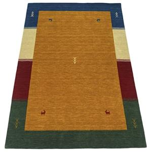 Gabbeh - Alfombra Suelo Dorada 100% Lana, 120 x 180 cm, Tej…