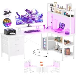 iSunirm Escritorio Forma de L con gabinete, Escritorio de J…