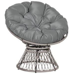 Outsunny Sillón Papasan Giratorio de Ratán Sintético Silla…