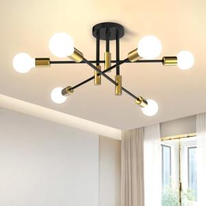 Kuwork Lámpara Techo Vintage, 6 Luces E27 Lámpara Colgante…
