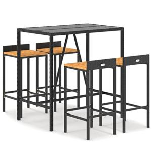 vidaXL Mesa Bar y taburetes jardín 5 pzas Madera Acacia rat…