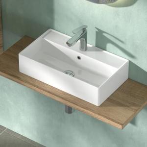 CASAMO Lavabo de cerámica – Lavabo para baño – Lavabo colga…