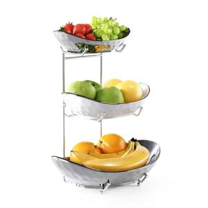 Acliys Cuenco de frutas de cerámica de 3 niveles para cocin…