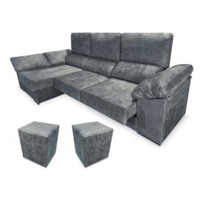 Homey - Sofá Chaise Longue Izquierdo con Dos Taburetes y Ar…
