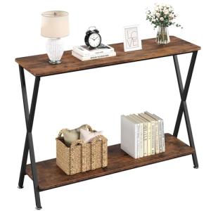 HAUSPROFI Mesa consola estrecha vintage con estructura de m…