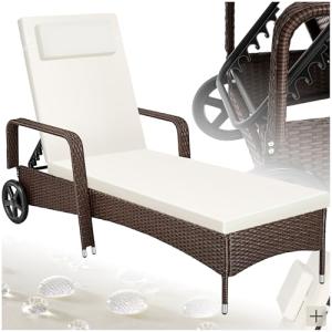 TecTake®, Tumbona Chaise Longue, Ajustable de Poliratán con…