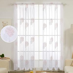 Deconovo Cortinas Salon Translucidas para Dormitorio Decora…