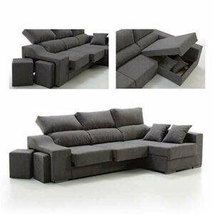 Tanuk Sofá Chaise Longue 4 Plazas Gris Marengo KVASIR Derec…