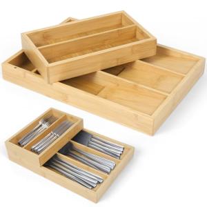 Dreamhigh® Cuberteros para Cajon Cocina de Bambú, Organizad…