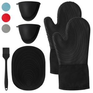 WUFANC Manoplas Horno, Guantes Horno Cocina Pueden Soportar…