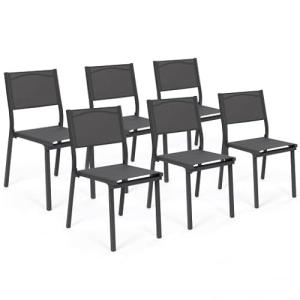 IDMarket - Juego de 6 sillas de jardín Olbia de metal y tex…