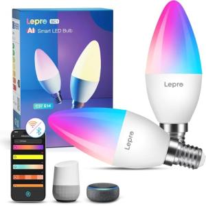 Lepro BC1 AI Bombilla LED E14, Bombilla Inteligente Alexa L…