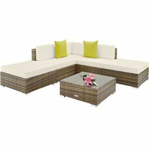 TecTake® Conjunto Jardín en Ratán y Aluminio con Cojines 10…