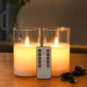 FiiMoo Velas LED Recargables, Pack de 2, LED Velas con Mand…