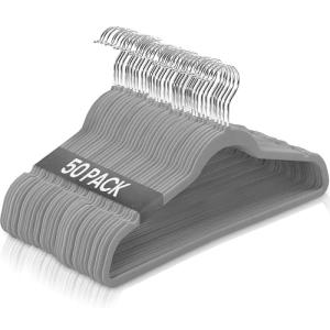 Ediesi, Perchas Terciopelo, 50 Unidades, Gris, Antideslizan…