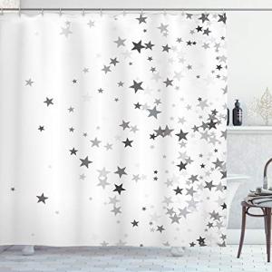 ABAKUHAUS Estrellas Cortina de Baño, Gris Estrellas de la c…