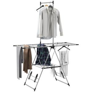 HOMCOM Tendedero Vertical Plegable, Tendedero de Ropa con A…