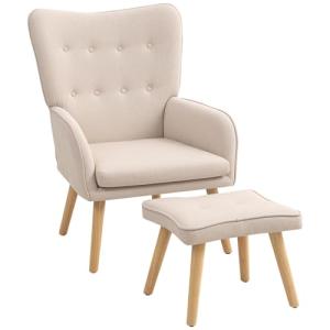 HOMCOM Sillón con Reposapiés Sillón Lectura con Respaldo Al…