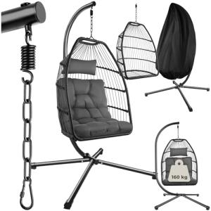 tectake® Columpio Jardín Exterior, Silla Colgante con Cojín…