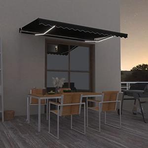 IKAYAA Toldo Manual Retráctil 400 x 350 cm con luz LED, Tol…