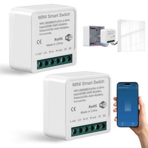 2 módulos de interruptor de luz inteligente de 1 vía, compa…