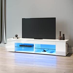 SONNI Mueble TV Blanco Brillo con Luces LED 12 Colores LED,…