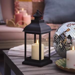 Lights4fun Farolillo Negro de 30,5 cm con Vela LED TruGlow®…
