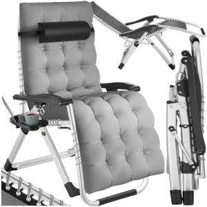 TecTake® Silla Tumbona Plegable para Playa y Jardín, Cojín…