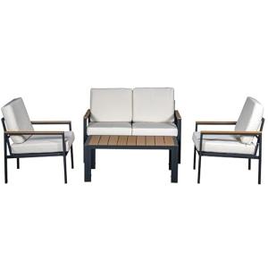 HABITMOBEL Set Jardin Sofá 2 plazas   2 Sillones   Mesa Alu…