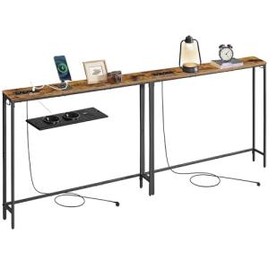VASAGLE Juego de 2, Mesa de Consola con Multienchufe, Extre…