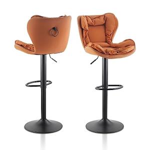 TUKAILAI Juego de 2 taburetes de bar giratorios de piel sin…